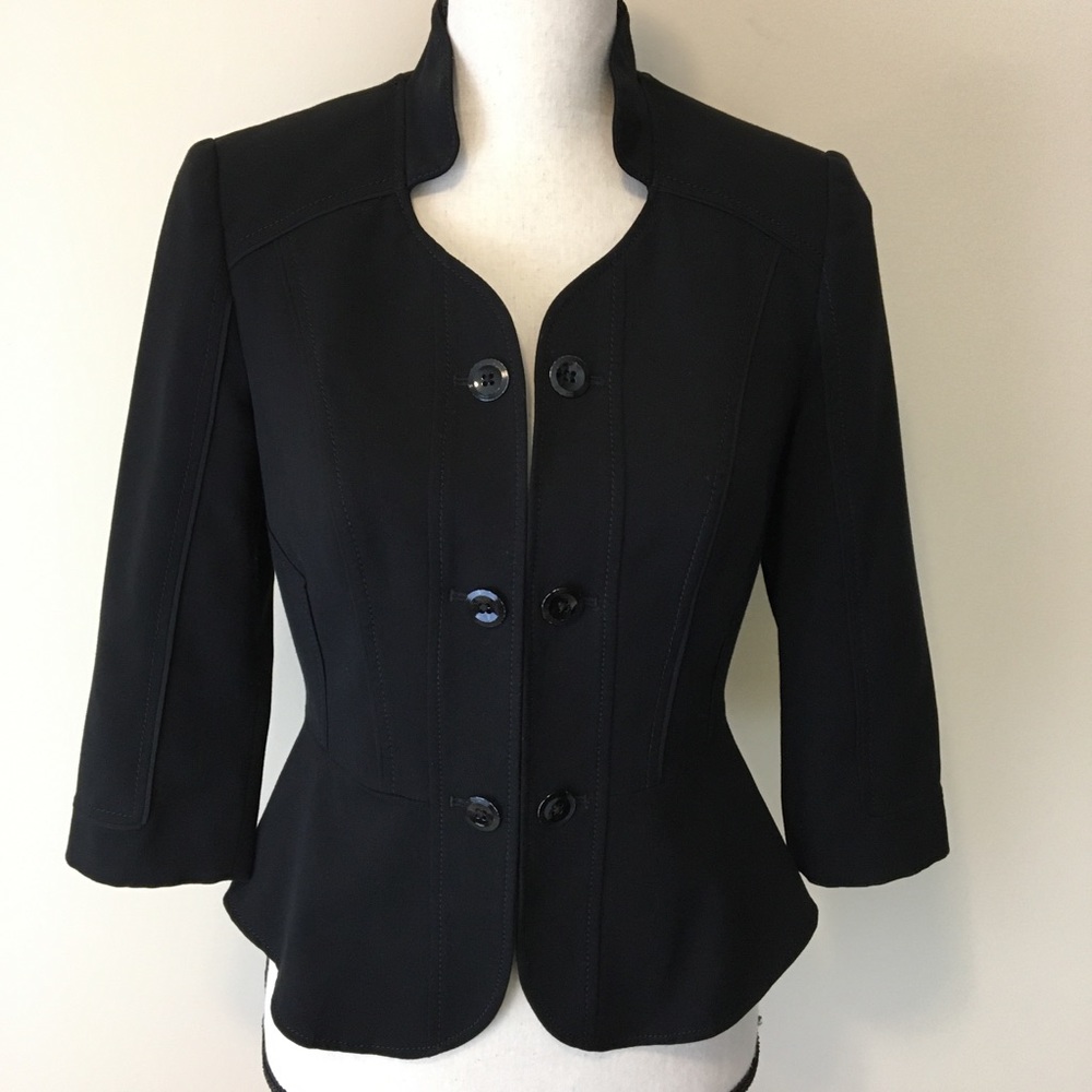 White House Black Market Black Blazer 3/4 Sleeve